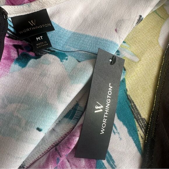 Worthington Floral V-Neck Peplum Blouse Top MT NWT - Picture 14 of 14